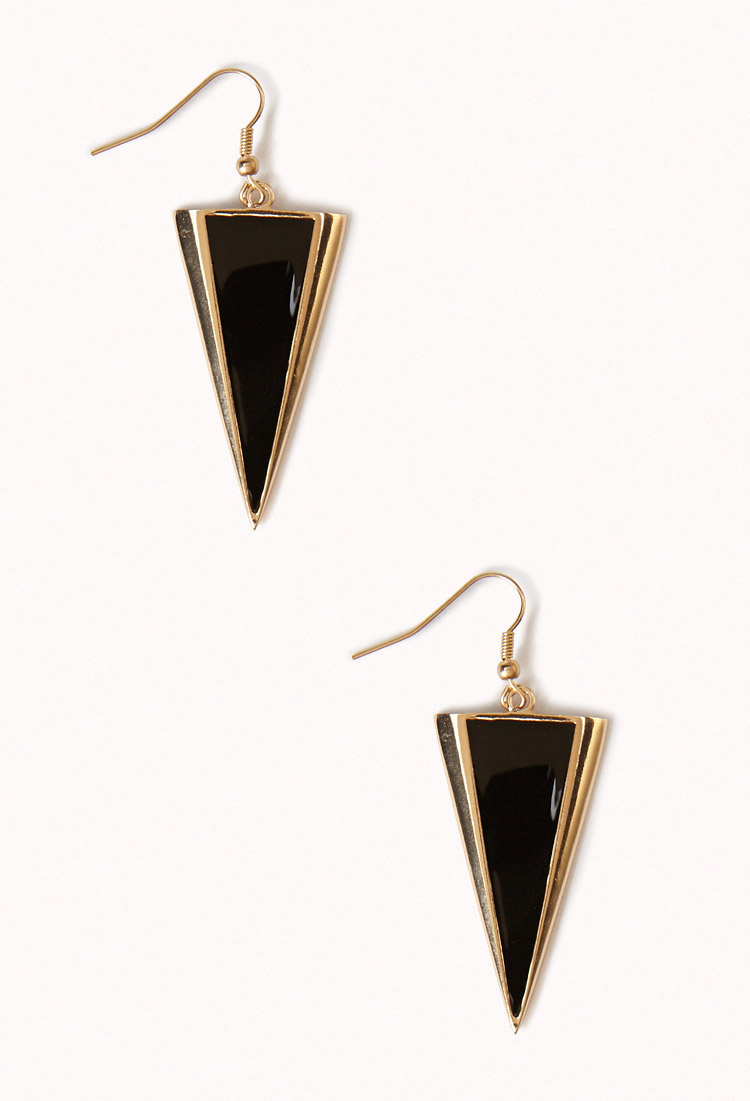 Forever 21 Lacquered Triangle Drop Earrings in Gold (Gold/black) | Lyst
