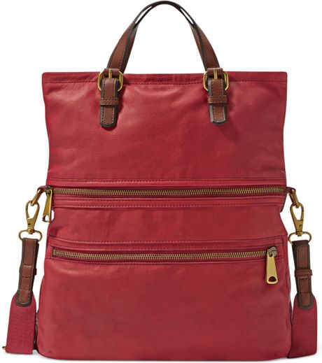 fossil red tote bag