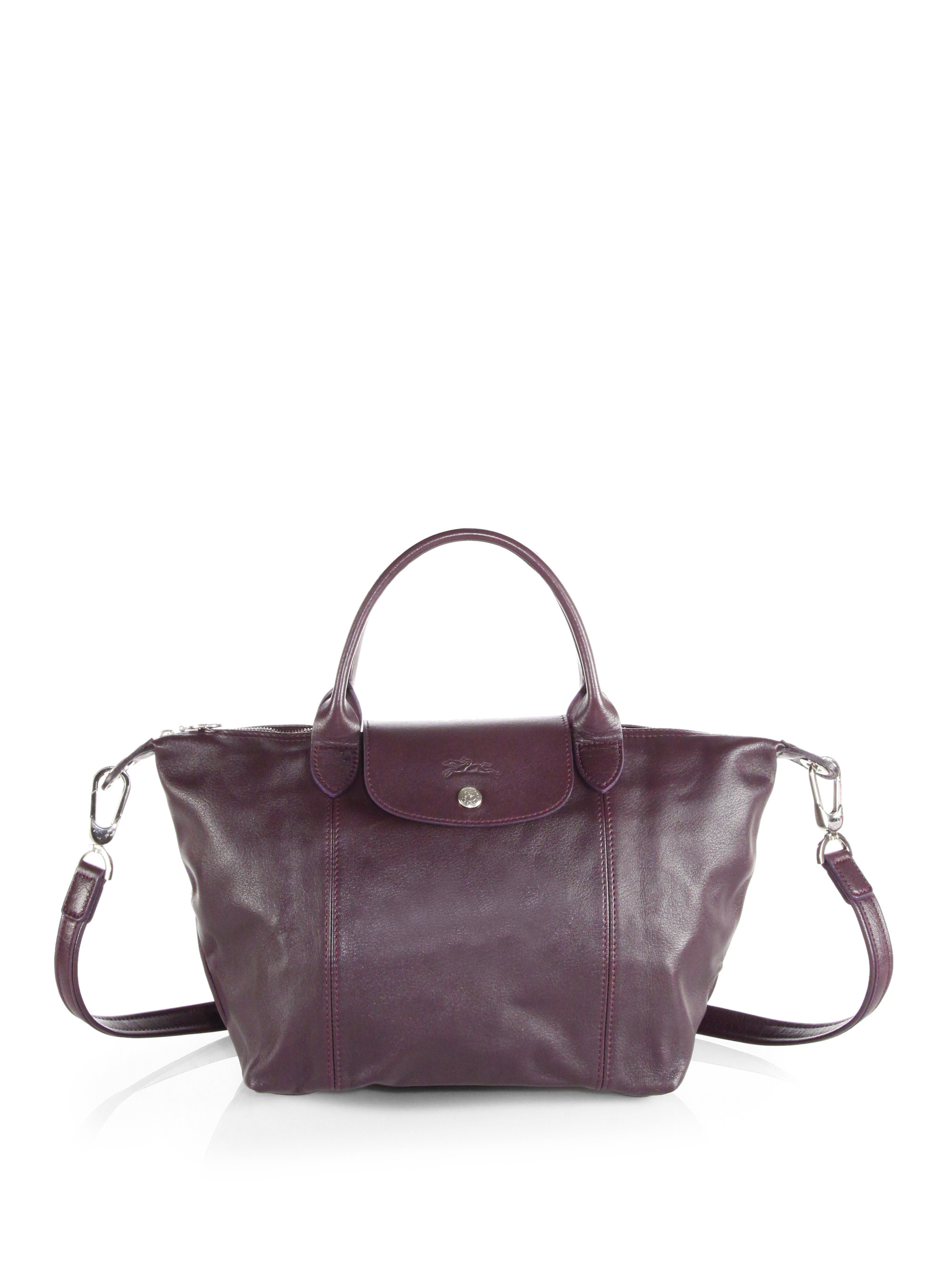 Longchamp Le Pliage Cuir Small Top Handle Bag in Purple (VIOLET) Lyst