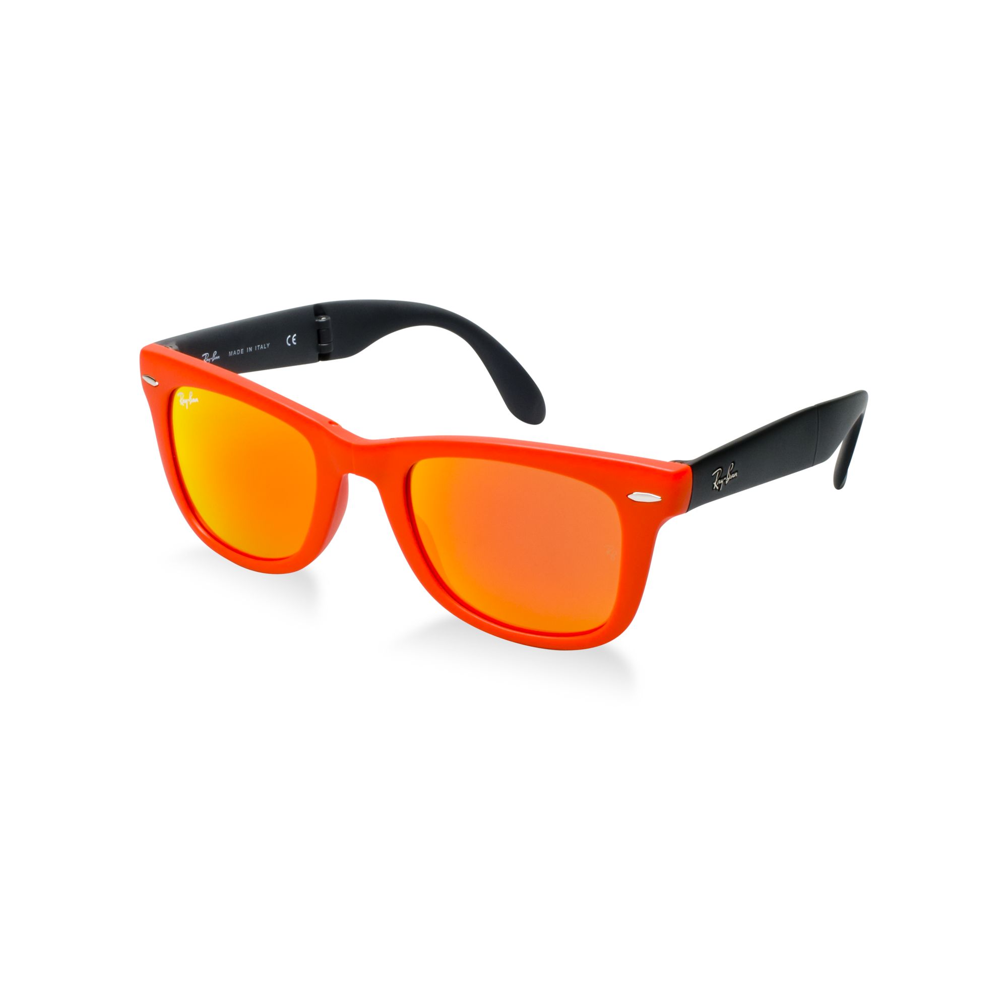 Ray Ban Folding Wayfarer Sunglasses In Orange For Men Orangebrown Lyst