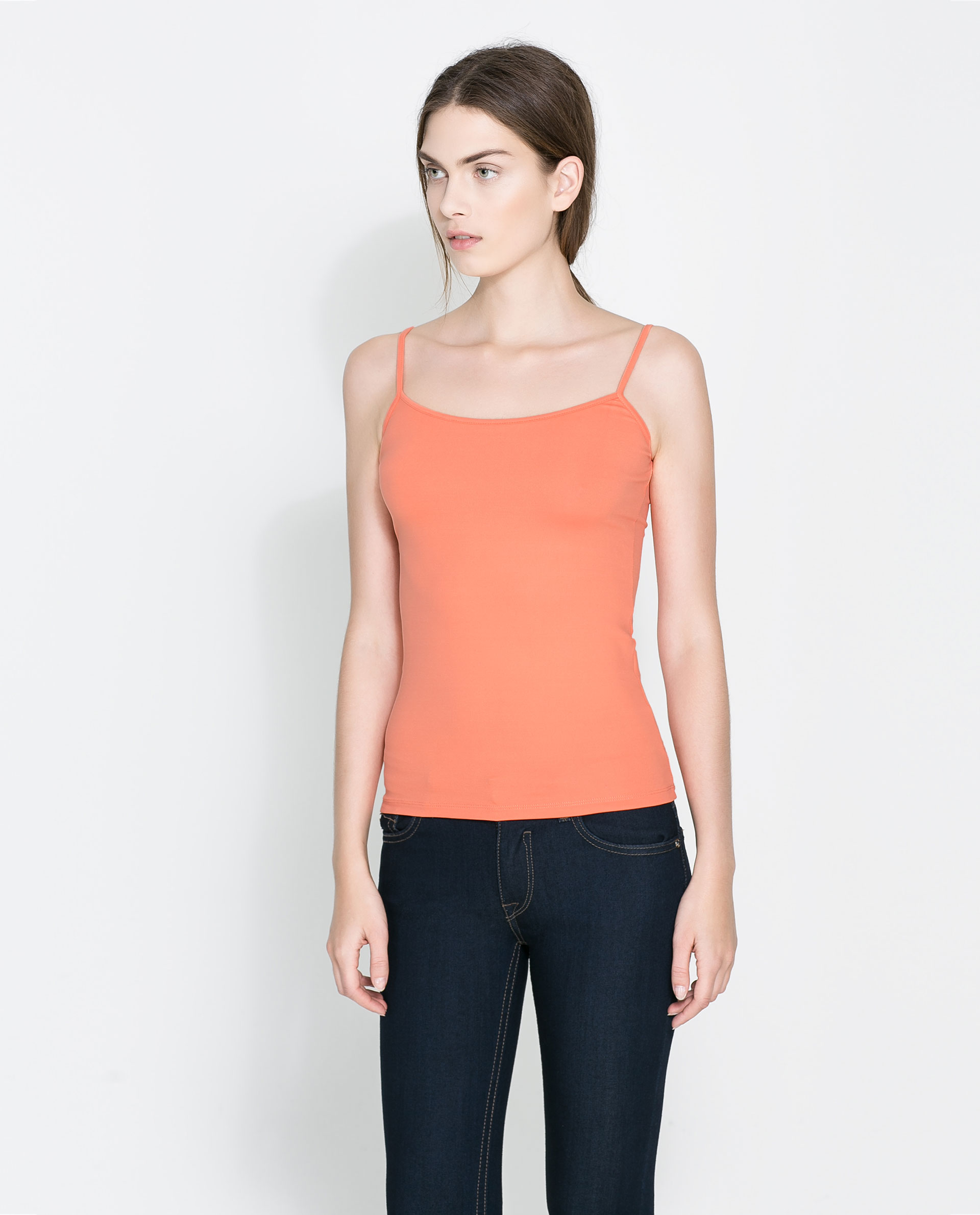 Zara Thinstrap Camisole Top in Orange (Coral) Lyst