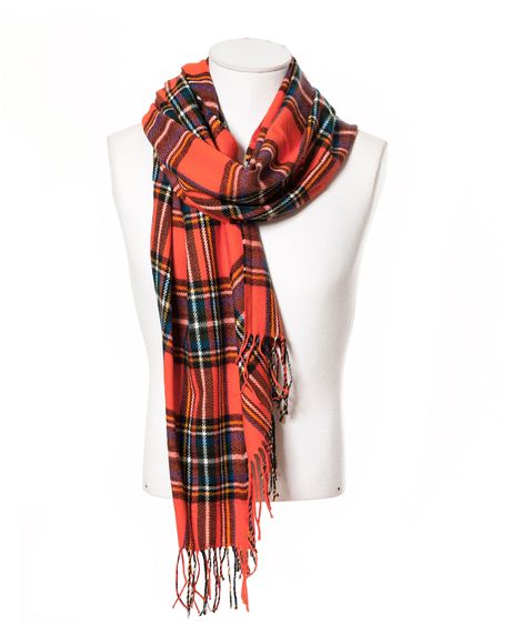 Zara Orange Checked Scarf in Orange for Men