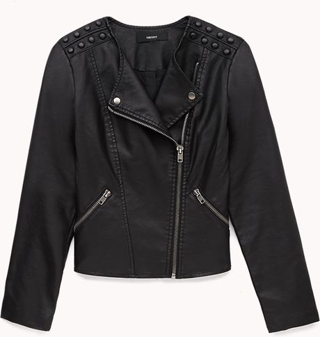 Forever 21 Favorite Faux Leather Moto Jacket in Black