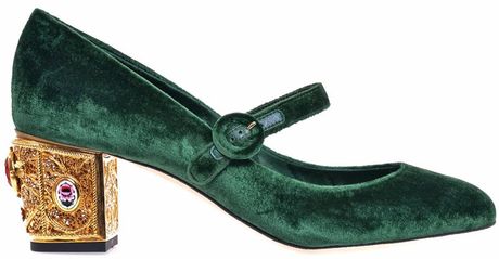 Dolce  Gabbana Velvet Pumps in Green (emerald) | Lyst