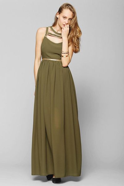 Urban Outfitters Staring At Stars Cutoutneck Maxi Dress in Green ...