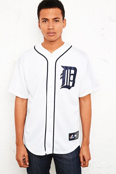 Urban Outfitters Detroit Tigers Baseball Shirt in White for Men | Lyst