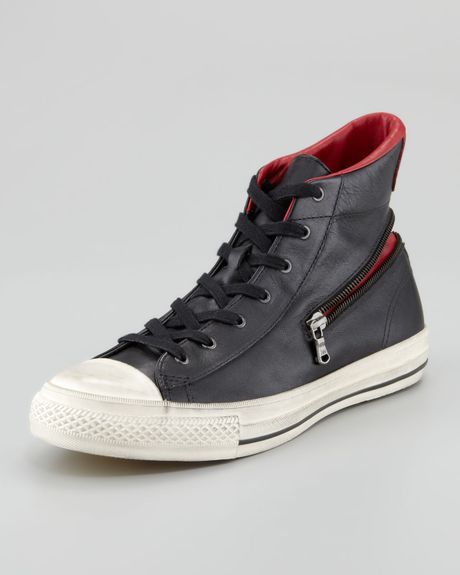 leather zipper converse