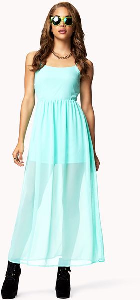 Forever 21 Empire Waist Maxi Dress in Green (mint)