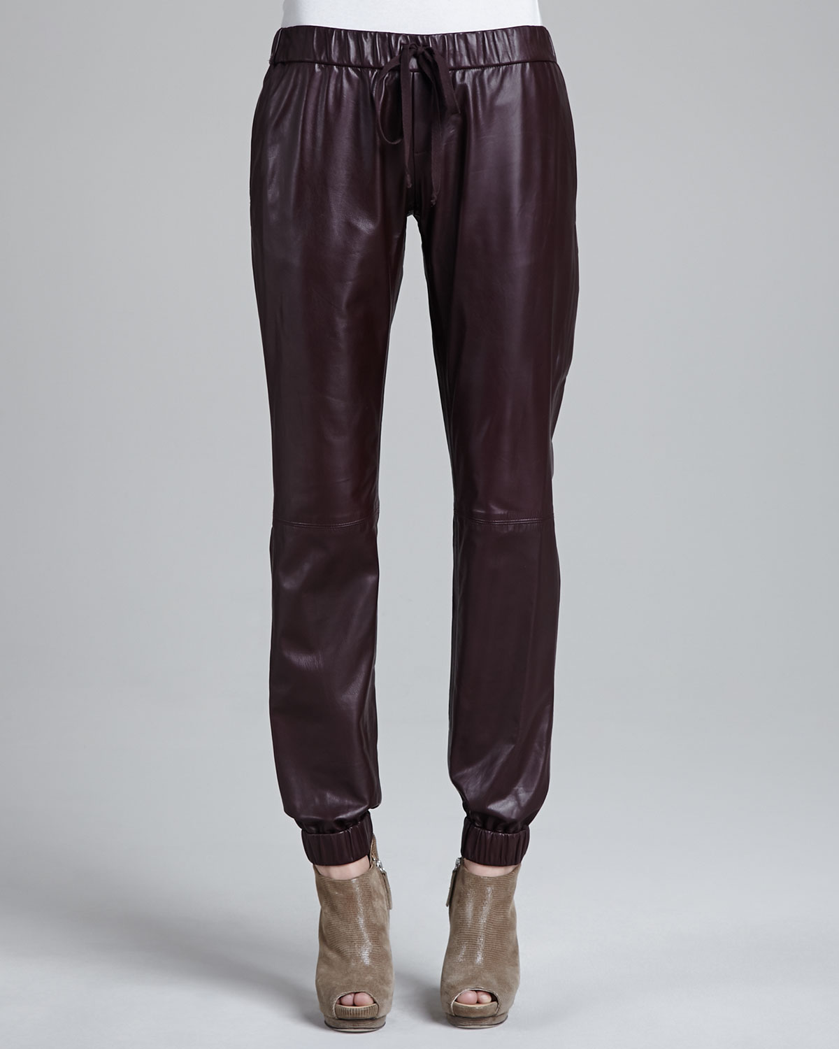 Haute Hippie Leather Sweat Pants in Black (BURGUNDY) Lyst