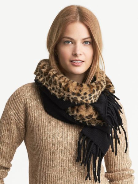 Banana Republic Faux Fur Scarf Black in Black | Lyst