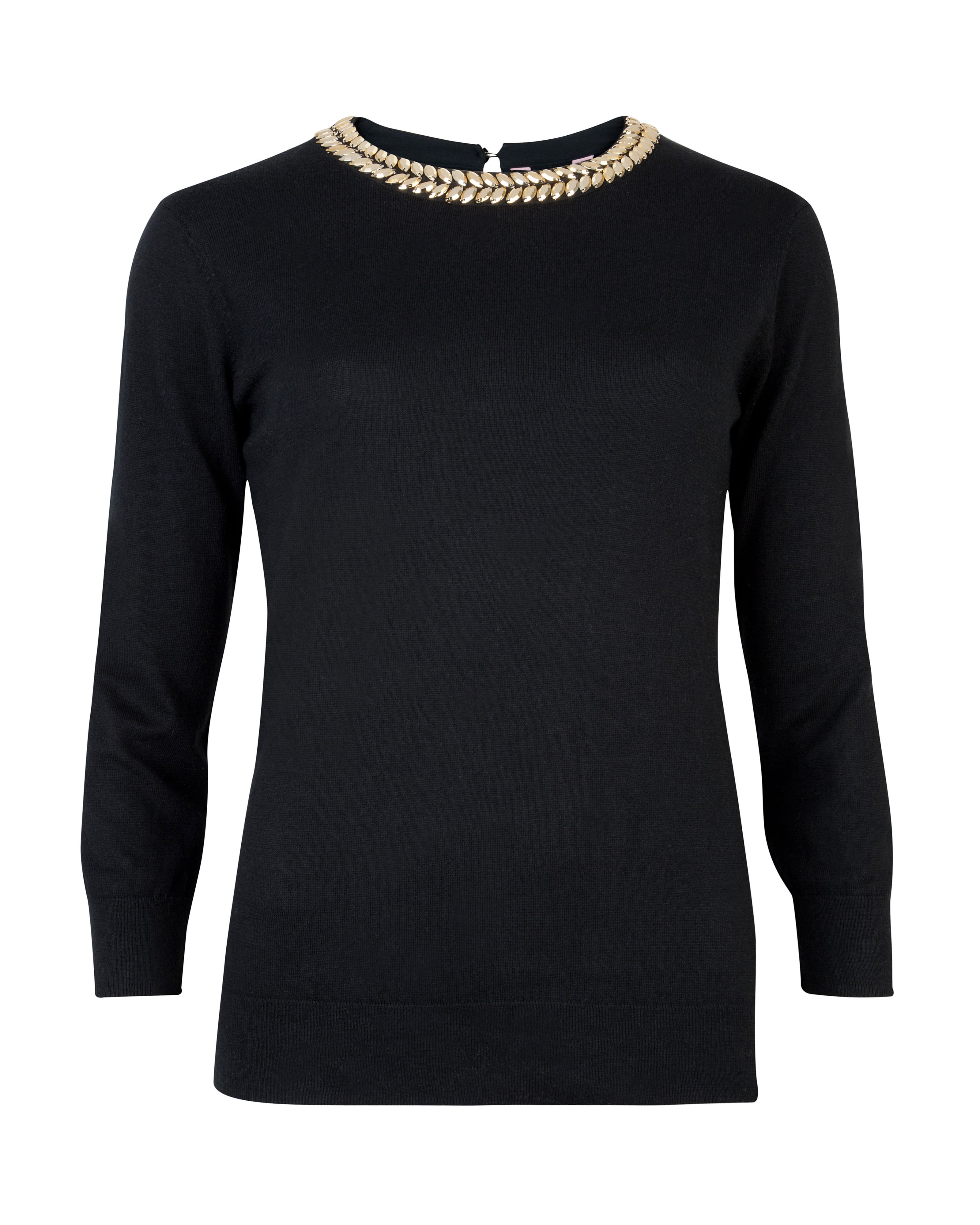 Ted Baker Tahin Embellished Neck Sweater in Black Lyst