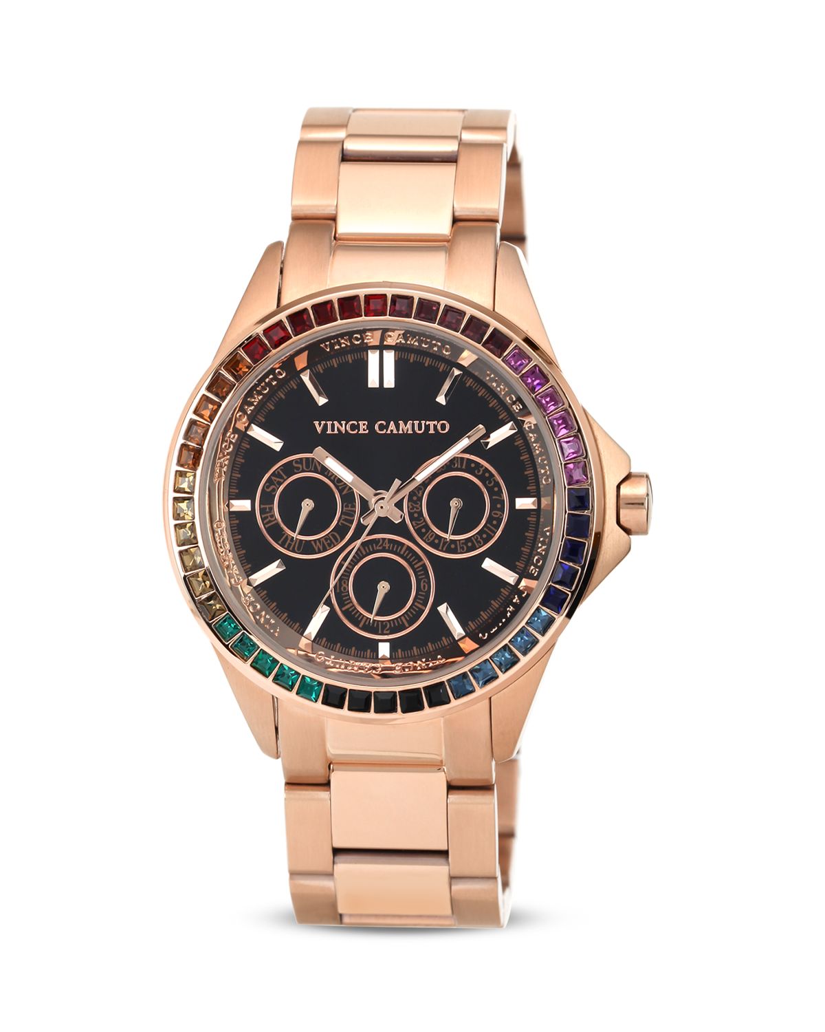 Vince Camuto Multicolor Crystal Dial Chronograph Watch 42mm in