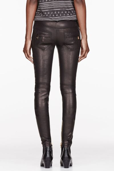 balmain leather leggings