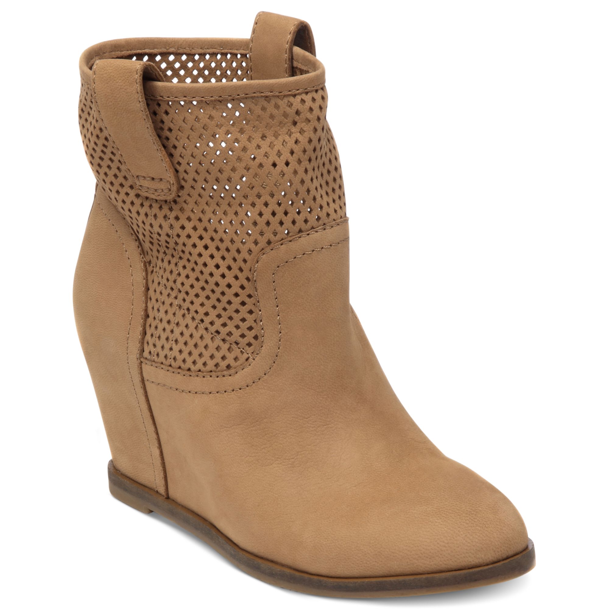 camel color wedge boots