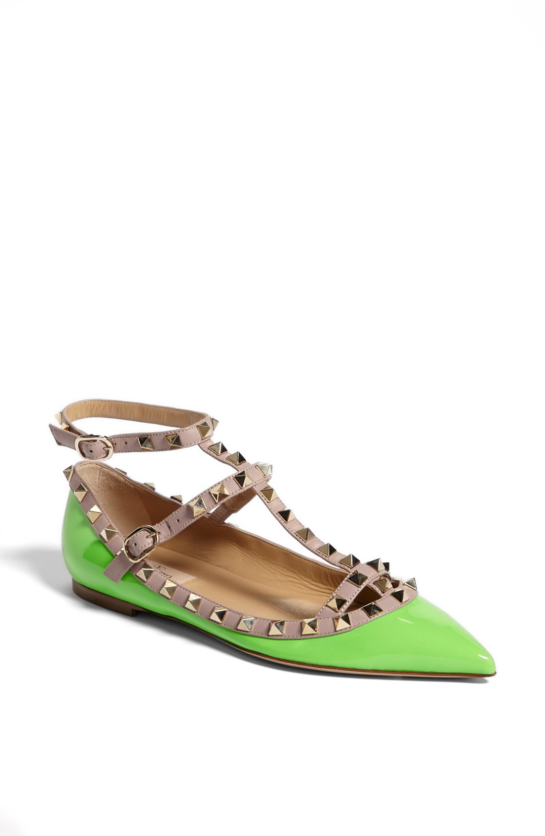valentino rockstud ankle strap flat