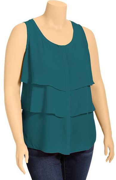 Old Navy Plus Ruffletiered Chiffon Blouses in Blue (Twilight Lagoon ...