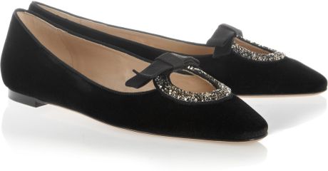 black velvet ballerina flats