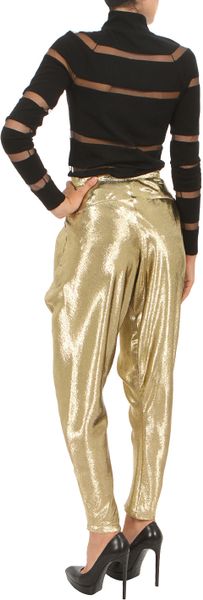 gold lame pants