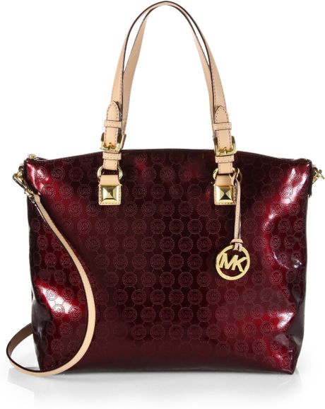 Michael Michael Kors Multifunctional Patent Leather Satchel in Red (BORDEAUX) | Lyst