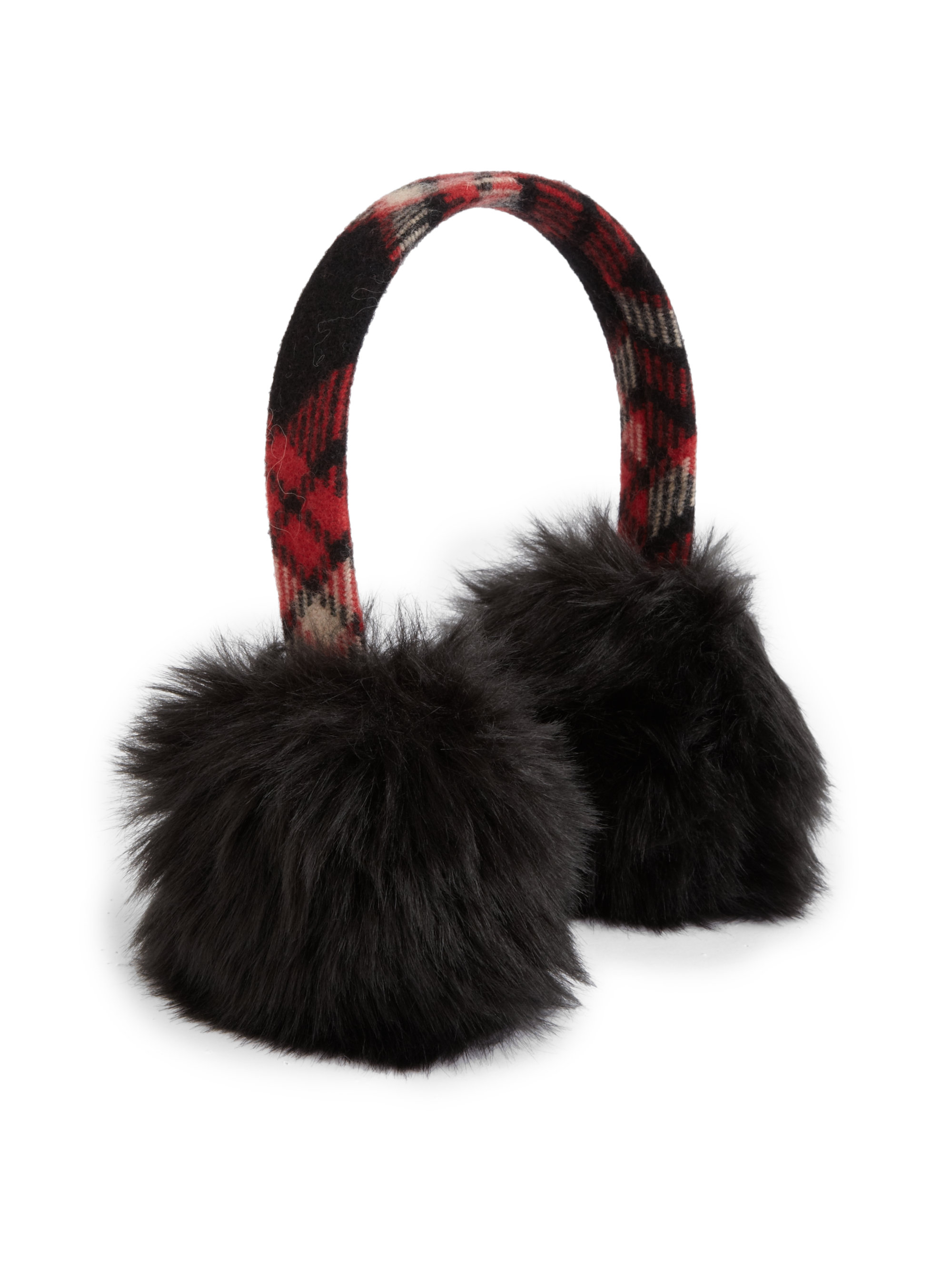 Ralph Lauren Girls Faux Fur Earmuffs in Black (BLACK PLAID) Lyst