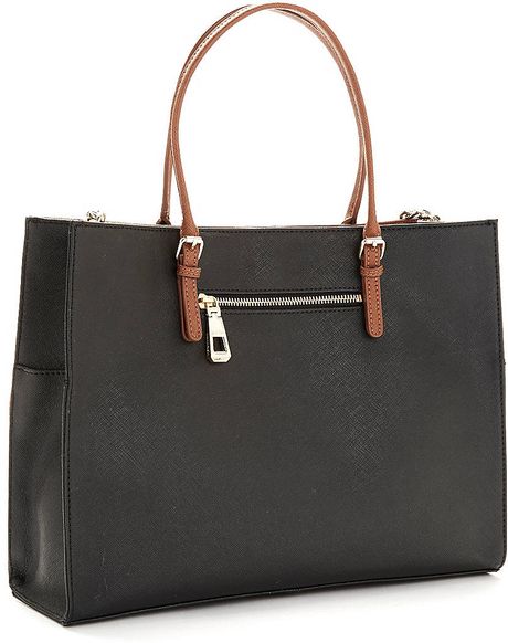 Calvin Klein Leather Satchel Handbag in Black | Lyst