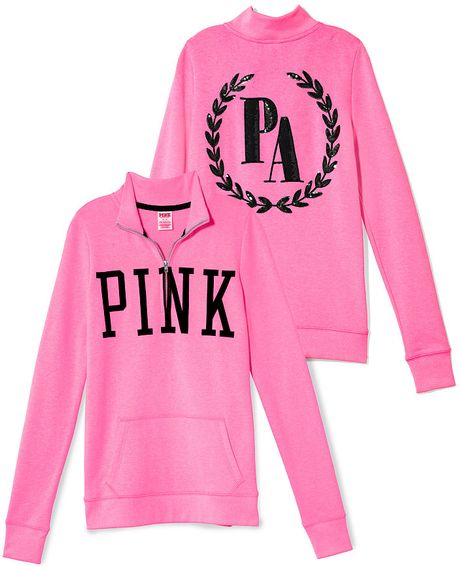 Victoria's Secret Bling Halfzip Pullover in Pink (pennsylvania pink) | Lyst