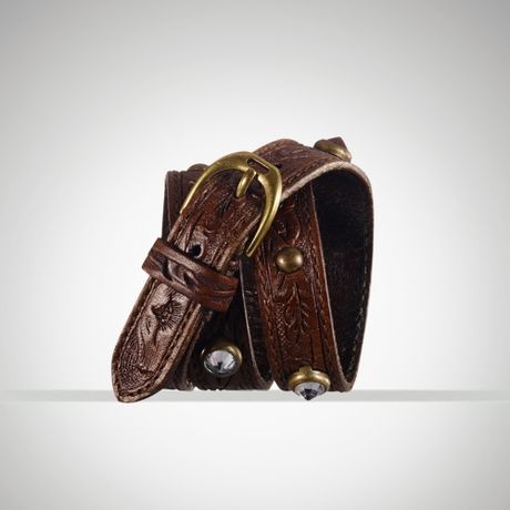 Ralph Lauren Triple Wrap Studded Bracelet in Brown for Men | Lyst
