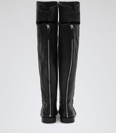 black over knee flat boots