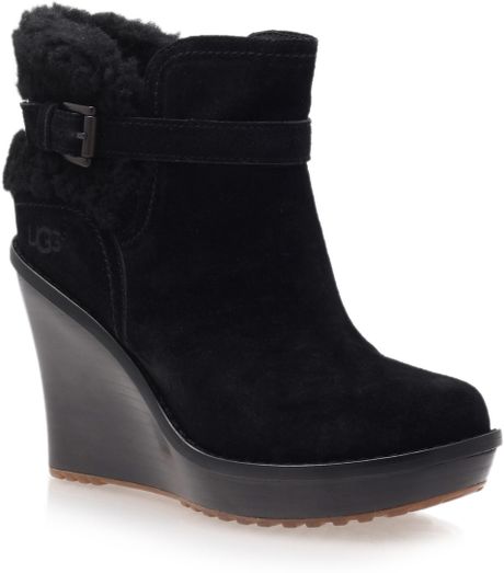 black leather wedge ugg boots