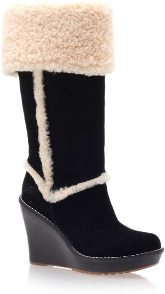 black leather wedge ugg boots