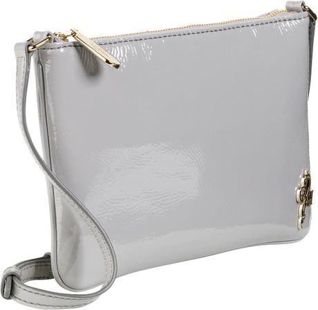 ... Haan Jitney Mini Patent Crossbody Bag Light Gray in Gray (LIGHT GREY