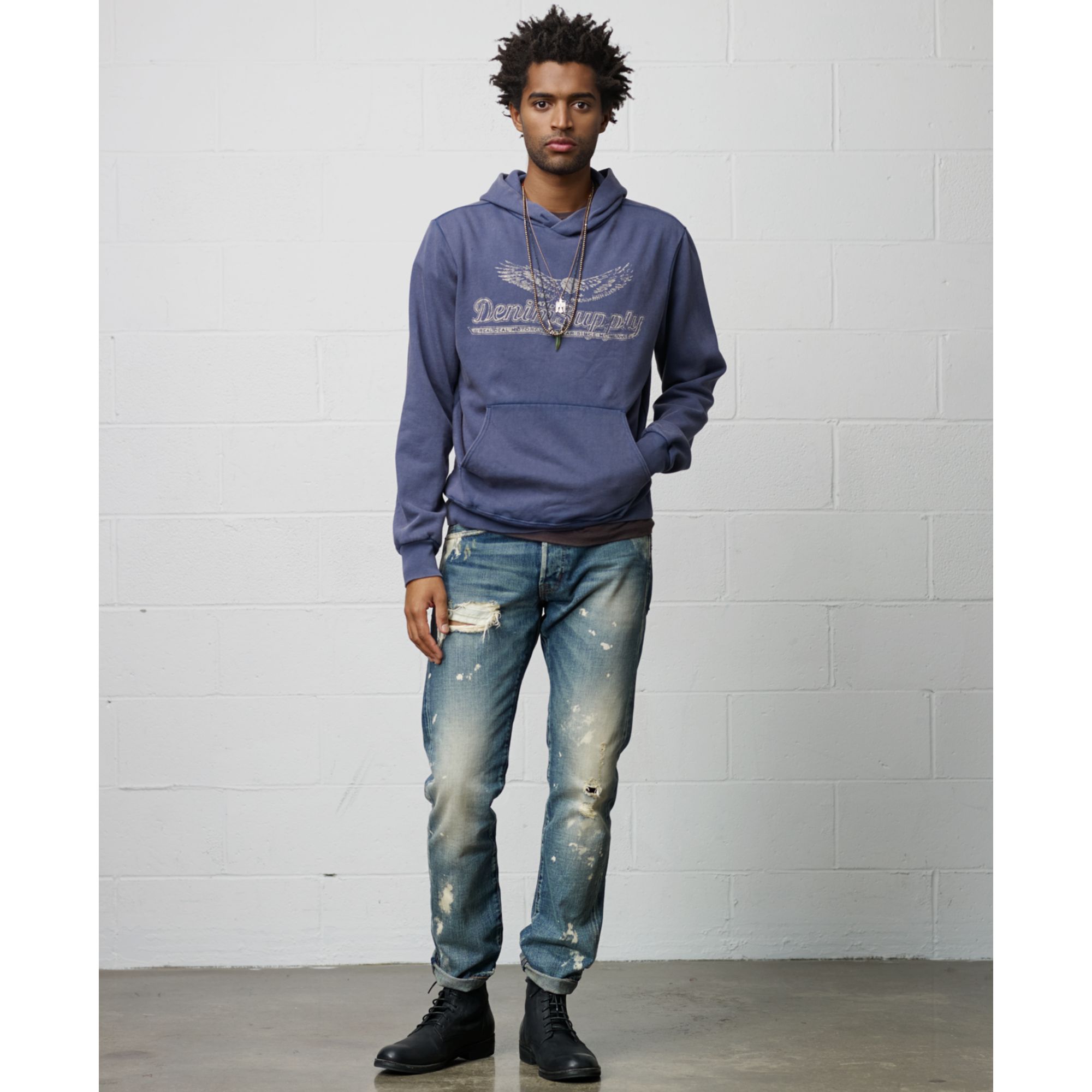 Denim & Supply Ralph Lauren Cottonblend Pullover Hoodie in Blue for Men (Classic Royal) | Lyst
