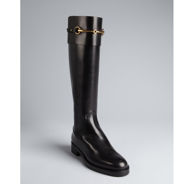 Gucci Black Leather Jamie Tall Riding Boots in Black Lyst