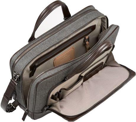 tumi gray briefcase