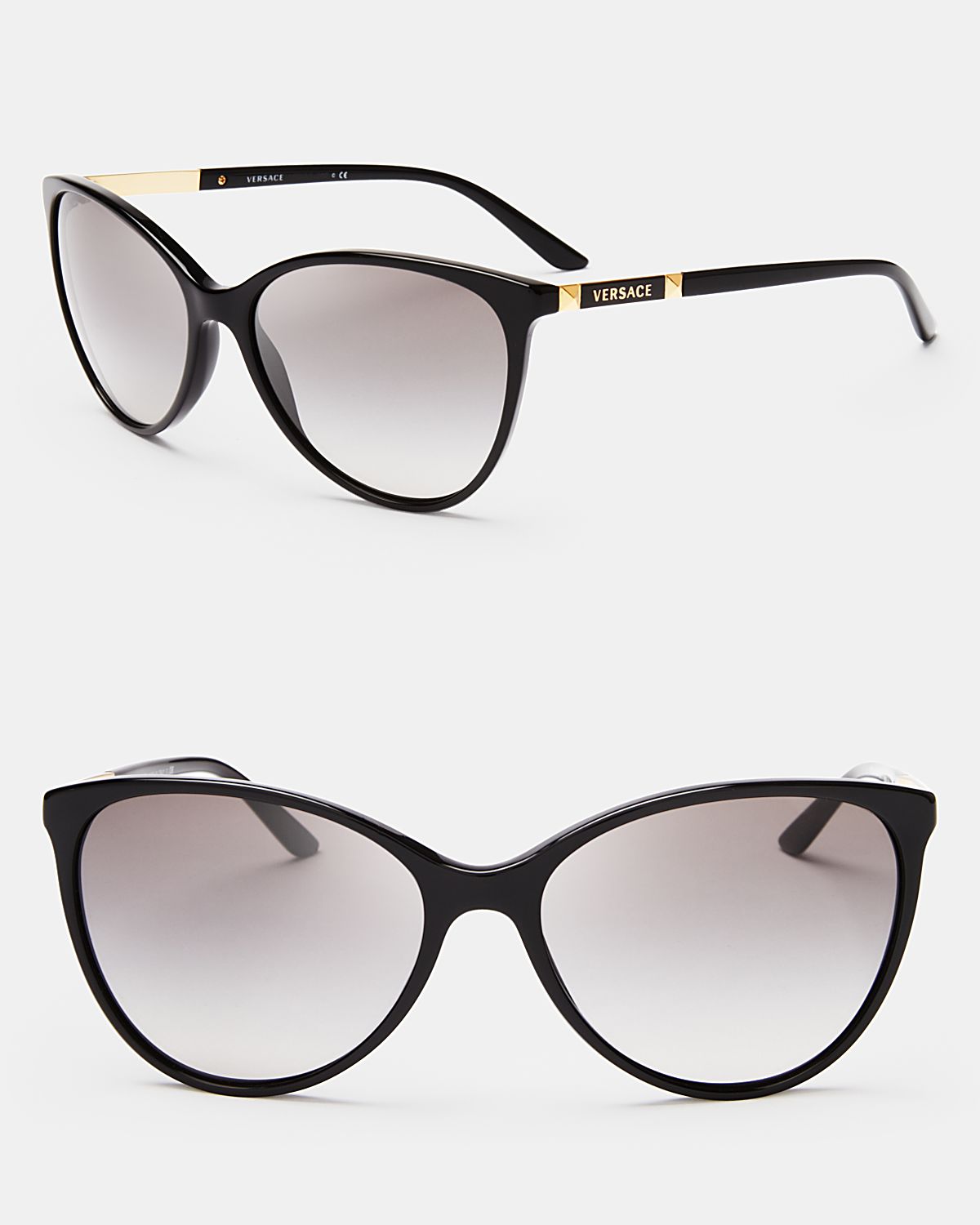 Versace Pop Chic Cat Eye Sunglasses In Black Black Black Gray Gradient