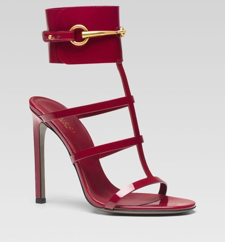 Gucci Ursula Cage High Heel Sandal in Red (Ruby) | Lyst
