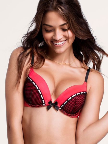 Victorias Secret Pushup Bra White Size 38b In Red Vibrant Red Ribbon