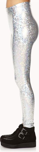 Forever 21 Holographic Leggings in Silver | Lyst