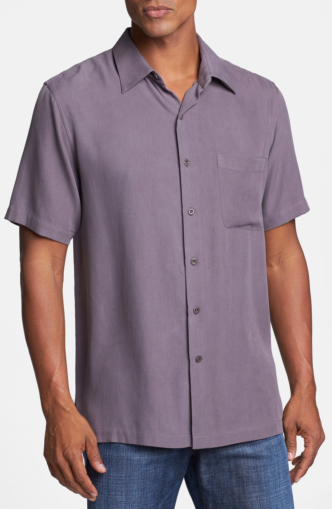 Nat Nast Legacy Silk Short Sleeve Sport Shirt in Purple for Men