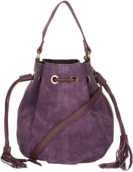 Topshop Small Suede Crossbody Bag in Purple