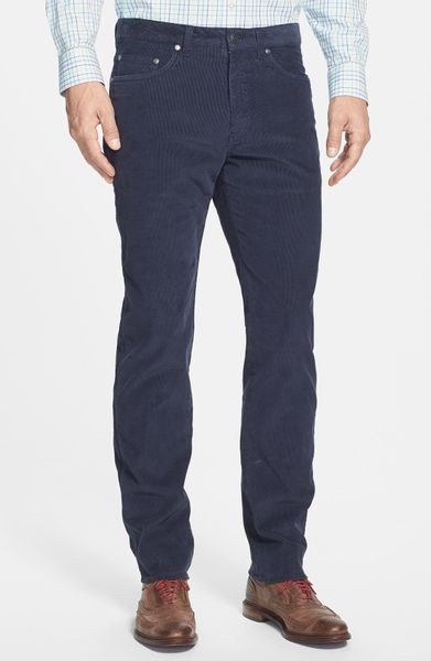 Blue corduroy pants for men