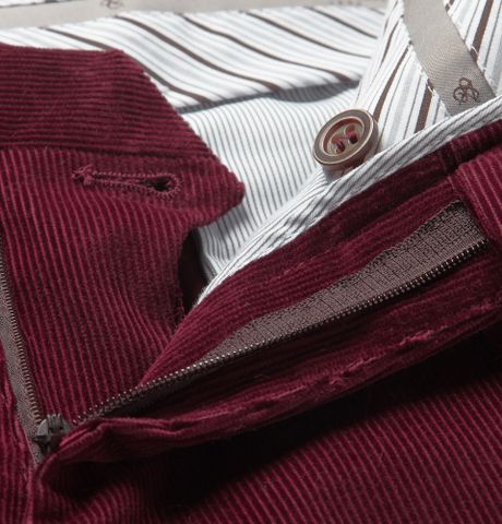 red tapered trousers