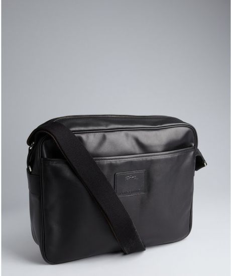 Longchamp Black Leather Logo Patch 13&#39;&#39; Laptop Messenger Bag in Black for Men | Lyst
