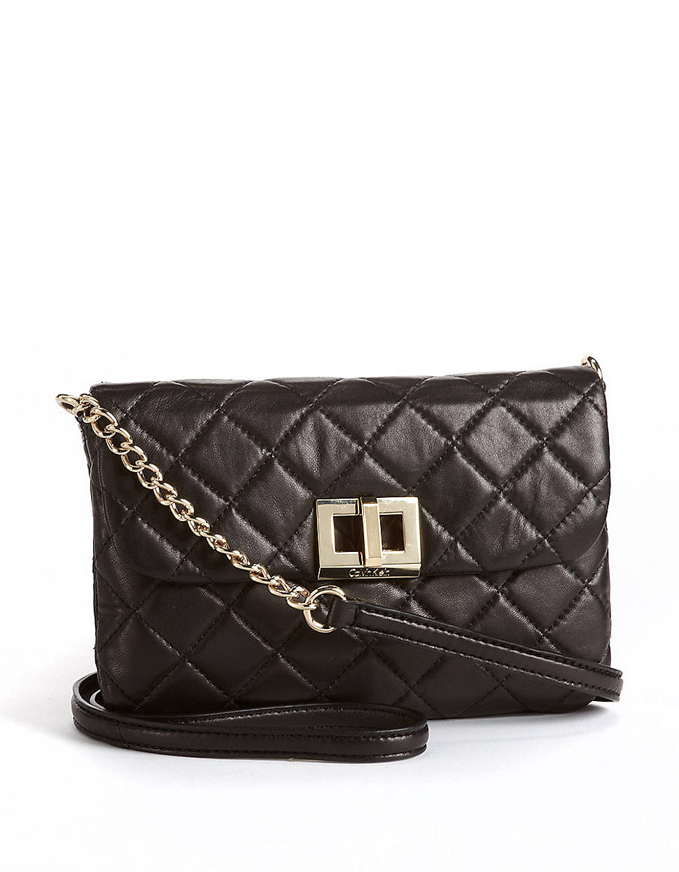 Calvin Klein Quilted Leather Crossbody Bag in Black | Lyst