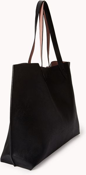 Forever 21 Everyday Faux Leather Tote in Black