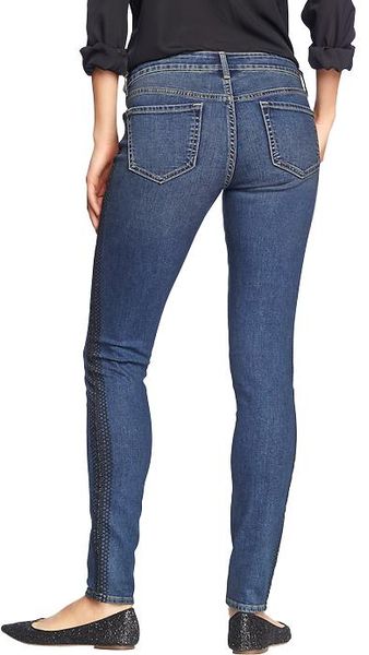 Old Navy The Rockstar Laceprint Jeans in Blue (Indigo) | Lyst
