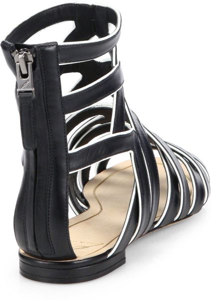 ... Atwood Bicolor Leather Gladiator Sandals in Black (BLACK-WHITE) | Lyst