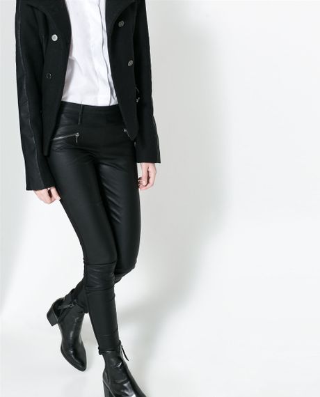 zara leather leggings with zips