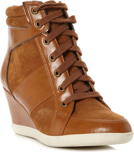 wedge sneakers tan