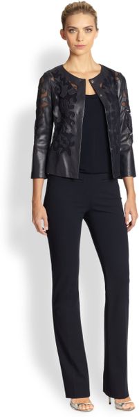 Escada Ligurian Cutout Leather Jacket in Black (NAVY) | Lyst